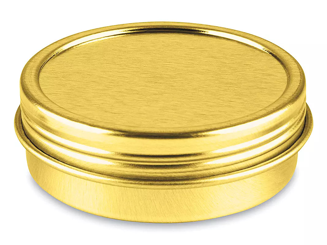 Screw-Top Metal Tin - 1 oz, Shallow, Gold