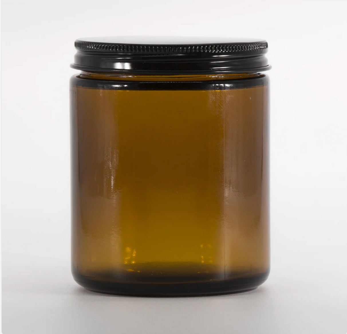 8oz Amber Glass Candle Jar with 70/400 Black Metal Lid