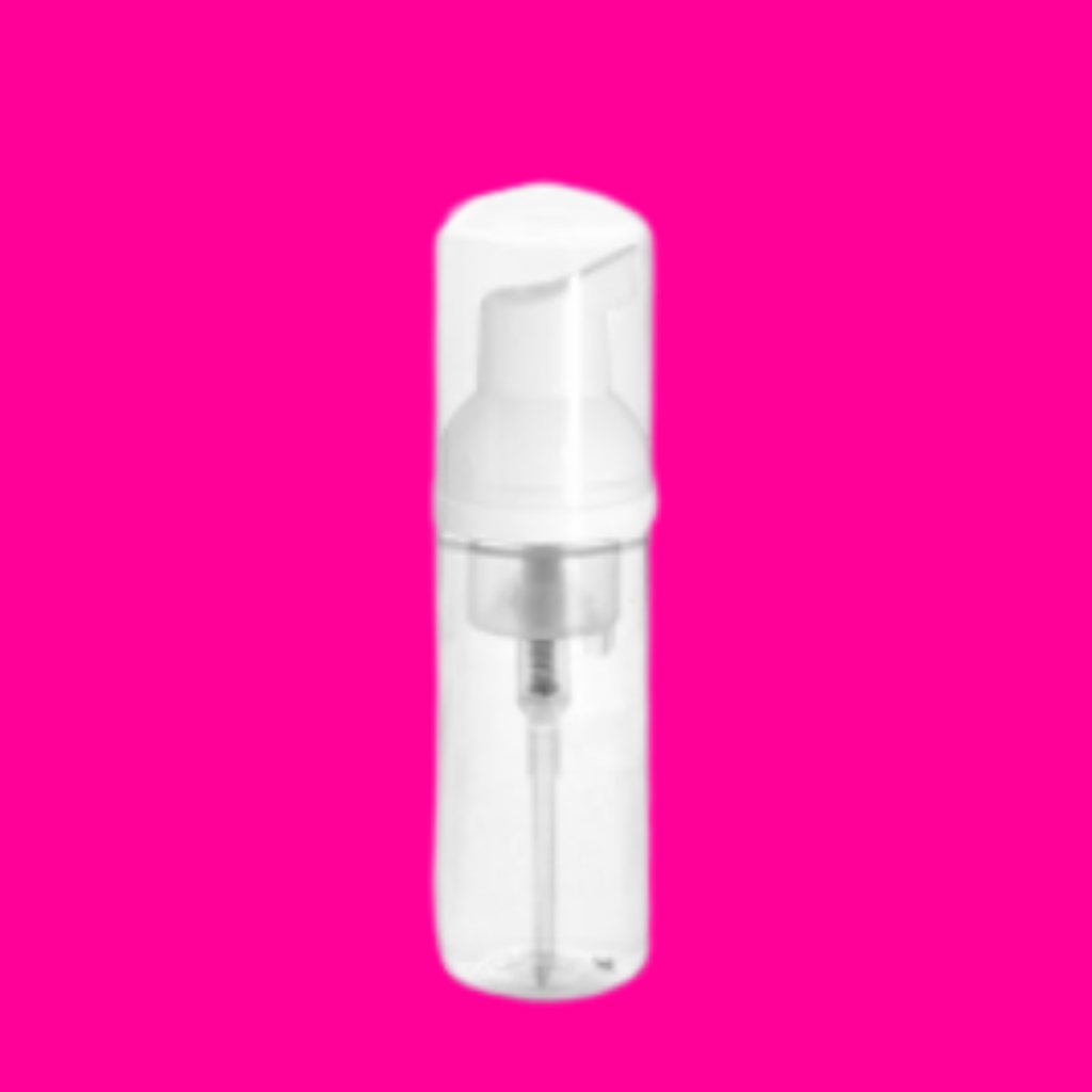 Plastic Bottles, Clear PET Foaming Pump Bottles w/ White Foamer Pumps 50ml