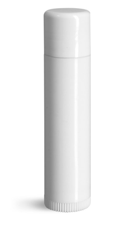 0.15 oz Lip Balm Tubes, White Plastic Lip Balm Tubes w/ Caps